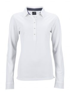   James & Nicholson PRO WHITENAVYWHITE női hosszú ujjú galléros póló