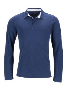   James & Nicholson PRO NAVYWHITEBLUE férfi hosszú ujjú galléros póló