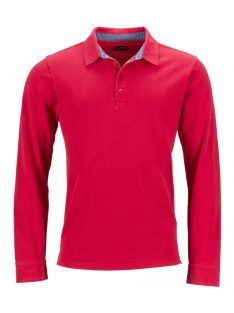   James & Nicholson PRO REDBLUEWHITE férfi hosszú ujjú galléros póló