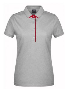   James & Nicholson STRIPE GREYHEATHERRED női galléros póló