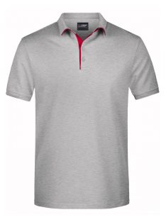   James & Nicholson STRIPE GREYHEATHERRED férfi galléros póló