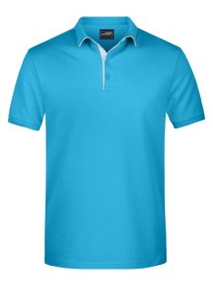   James & Nicholson STRIPE TURQUOISEWHITE férfi galléros póló