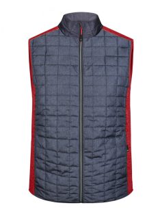   James & Nicholson KNITTED HYBRID REDMELANGE férfi bélelt mellény