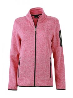   James & Nicholson KNITTED PINKMELANGE női cipzáras pulóver