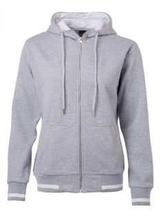   James & Nicholson CLUB GREYHEATHERWHITE női kapucnis cipzáras pulóver