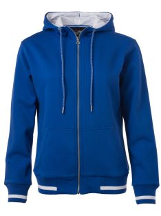   James & Nicholson CLUB ROYALWHITE női kapucnis cipzáras pulóver