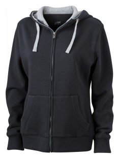   James & Nicholson LIFESTYLE BLACKGREYHEATHER női kapucnis cipzáras pulóver