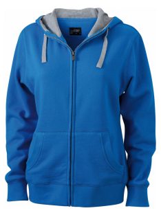   James & Nicholson LIFESTYLE COBALTGREYHEATHER női kapucnis cipzáras pulóver