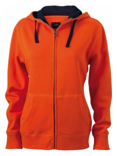   James & Nicholson LIFESTYLE DARKORANGENAVY női kapucnis cipzáras pulóver