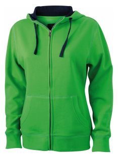  James & Nicholson LIFESTYLE GREENNAVY női kapucnis cipzáras pulóver