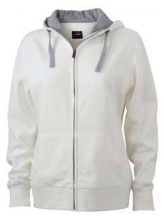   James & Nicholson LIFESTYLE WHITEGREYHEATHER női kapucnis cipzáras pulóver