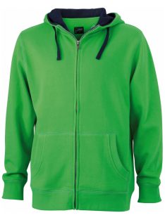   James & Nicholson LIFESTYLE GREENNAVY férfi kapucnis cipzáras pulóver