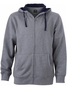   James & Nicholson LIFESTYLE GREYMELANGENAVY férfi kapucnis cipzáras pulóver