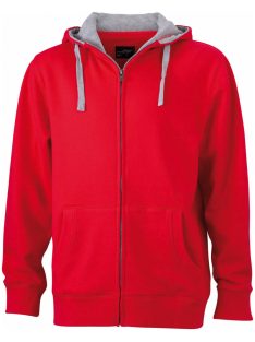   James & Nicholson LIFESTYLE REDGREYHEATHER férfi kapucnis cipzáras pulóver